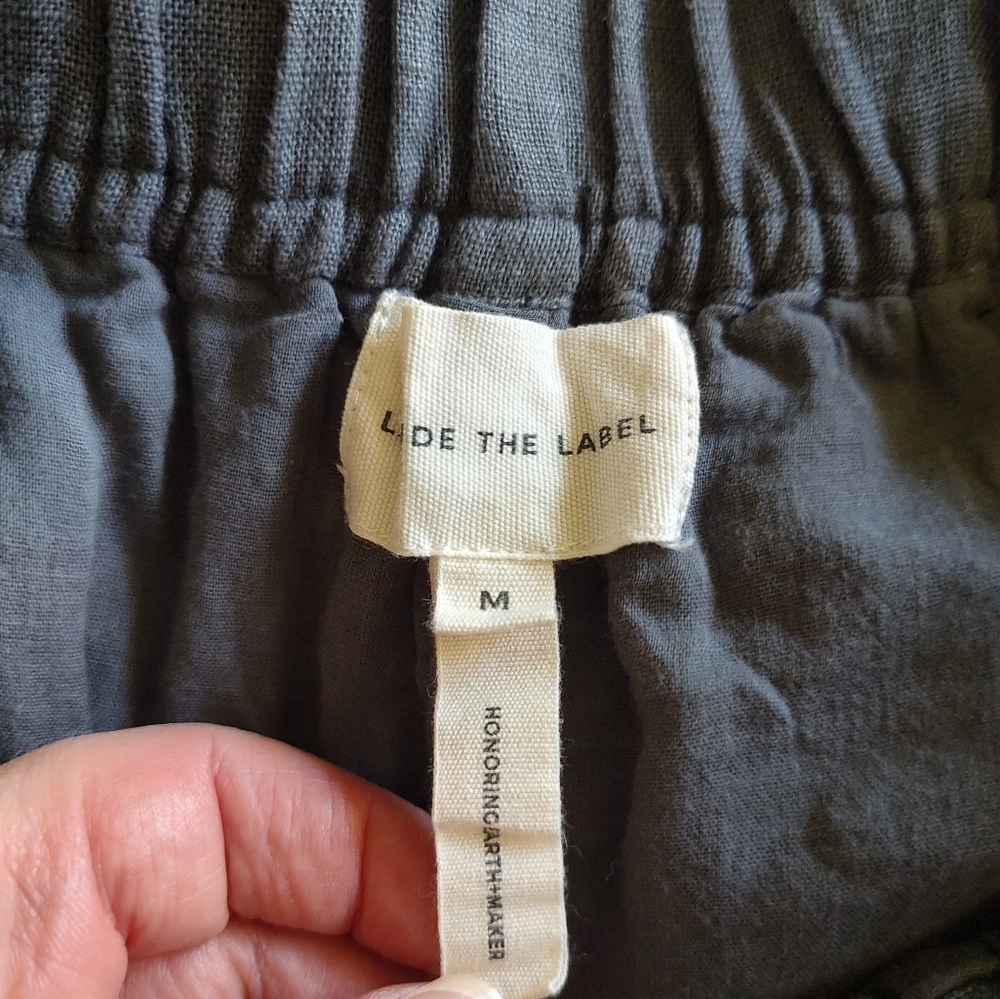 Laude The Label Organic Linen Lined Wide Leg Crop Pants Pull-On Mineral Gray M - Picture 7 of 14